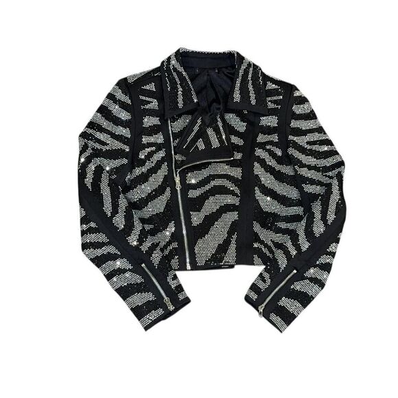 Jackets & Blazers - Dellore Black and silver zebra print sequin jacket